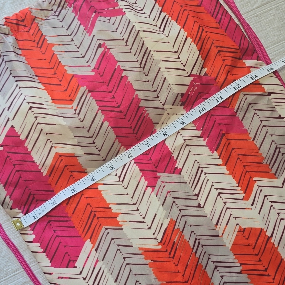 Thirty-One "Books & Stuff Pink and Orange Chevron String Bag - Picture 10 of 13